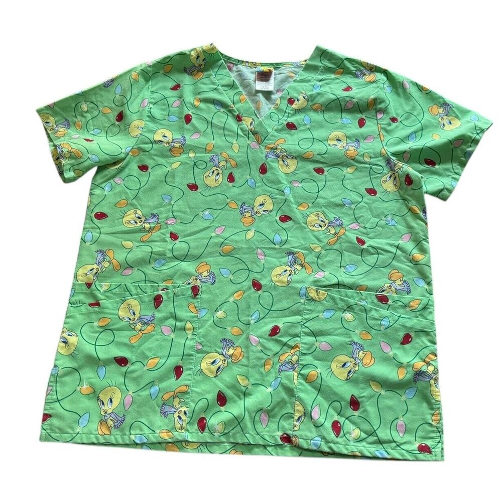 Tweety Bird Christmas Holiday Ornament Scrub Top Warner Bros Medium 8/10 Bunny